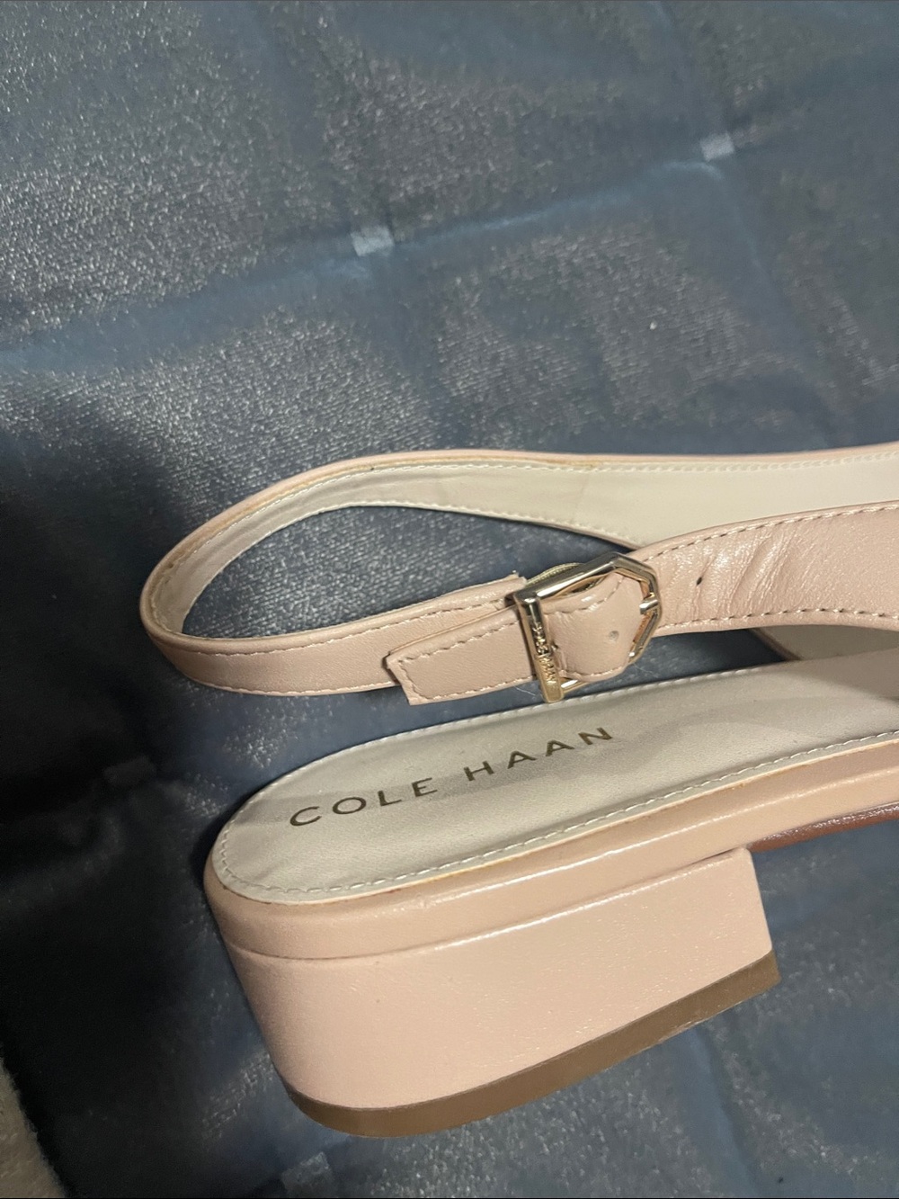 Cole Haan Nude/Beige Pointed Slingback Flats with Buckle - Picture 5 of 5